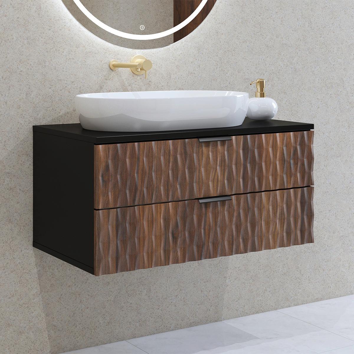 WASCHTISCHUNTERSCHRANK 81cm Nevia Holz und Schwarz - Braun, Holzwerkstoff (81/40/48cm) - Petits-meubles