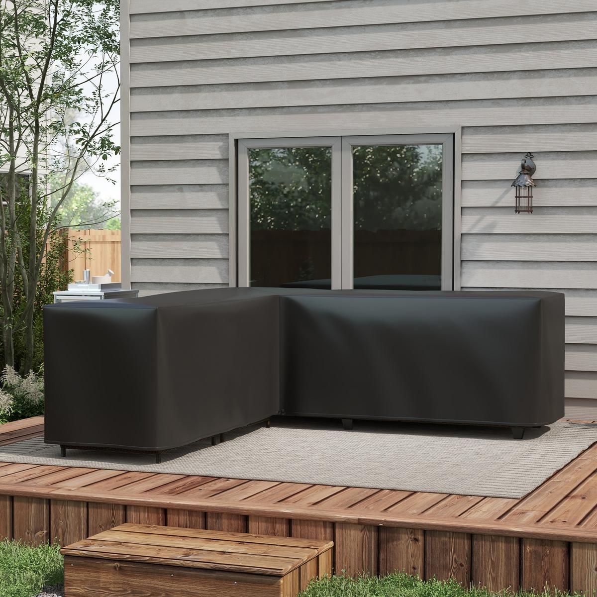 SCHUTZHÜLLE mit L-Form 250/250/79 cm - Schwarz, Textil (250/79/250cm) - Outsunny