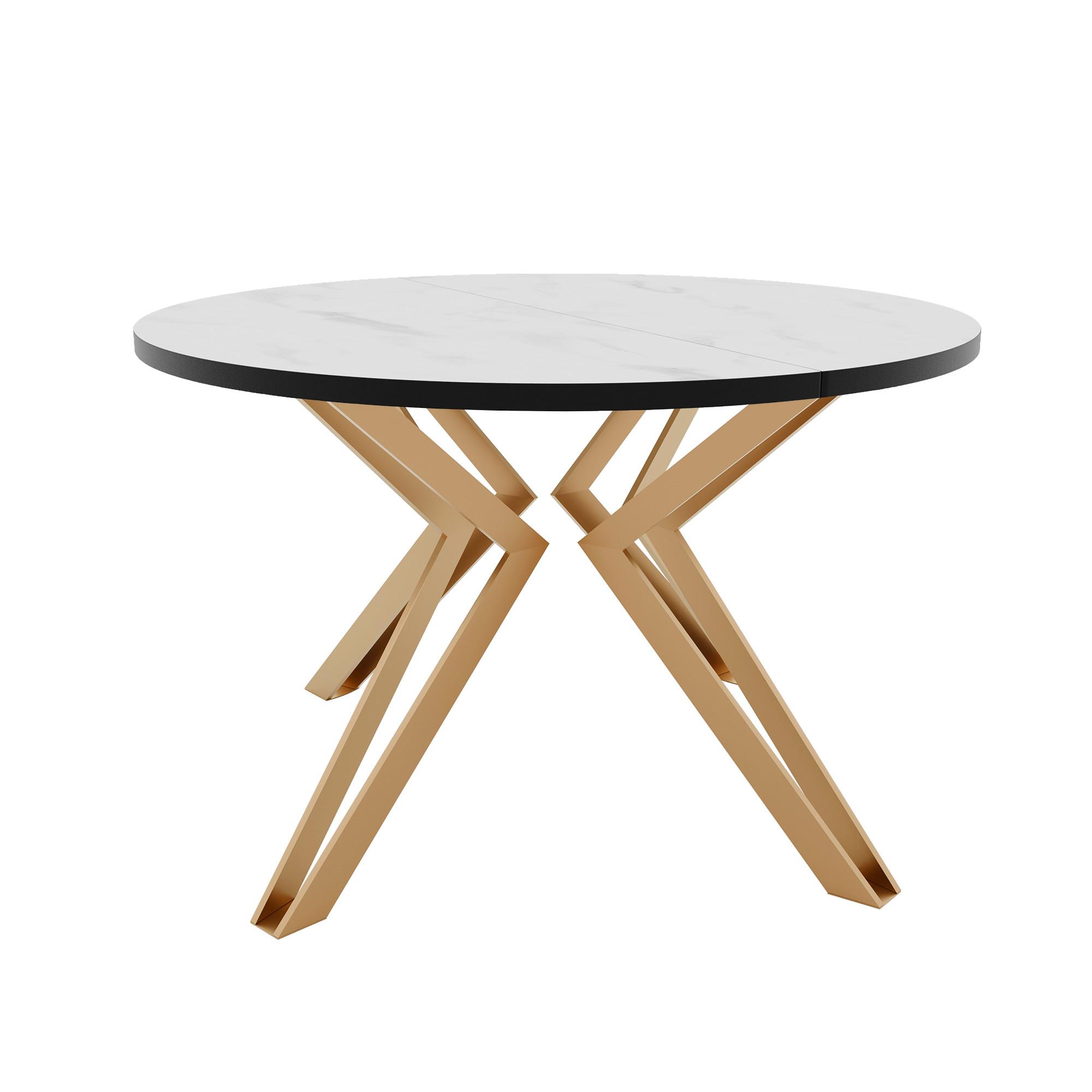 ESSTISCH ausziehbar aus MDF, Weiß - Goldfarben/Weiß, Holzwerkstoff (100/100/76cm) - Idohome