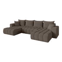 WOHNLANDSCHAFT mit Schlaffunktion und Bettkasten MILA-U-v1 378x194x86 Braun Bouclé - Schwarz/Braun, Holzwerkstoff/Kunststoff (378/86/194cm) - ALTDECOR