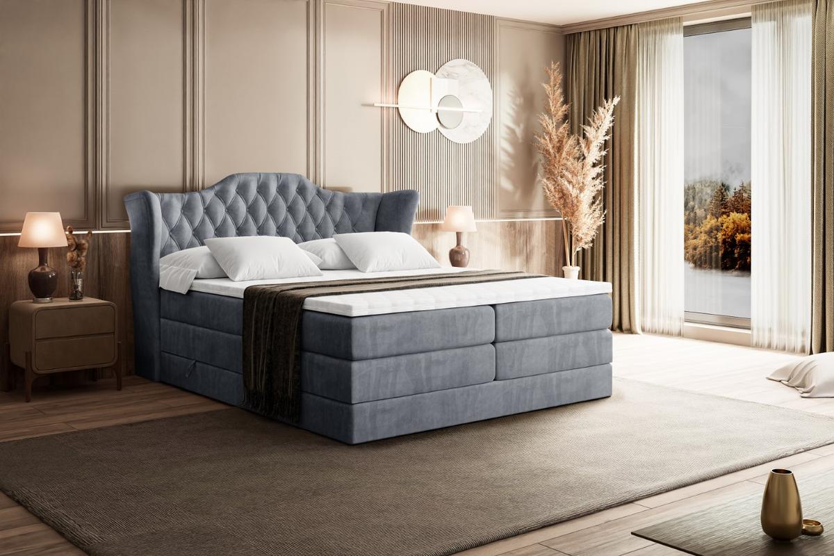 BOXSPRINGBETT VILA KING - 140x200 - H3/H4 - Grau - Grau, Holzwerkstoff (140/200cm) - ALTDECOR