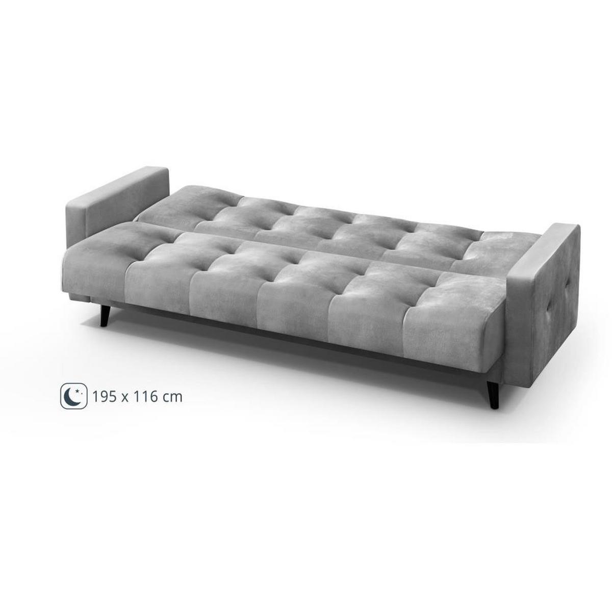 3-SITZER Schlafsofa Nancy Bis hellgrau - Hellgrau, Holz/Textil (220/89/93cm) - Beautysofa
