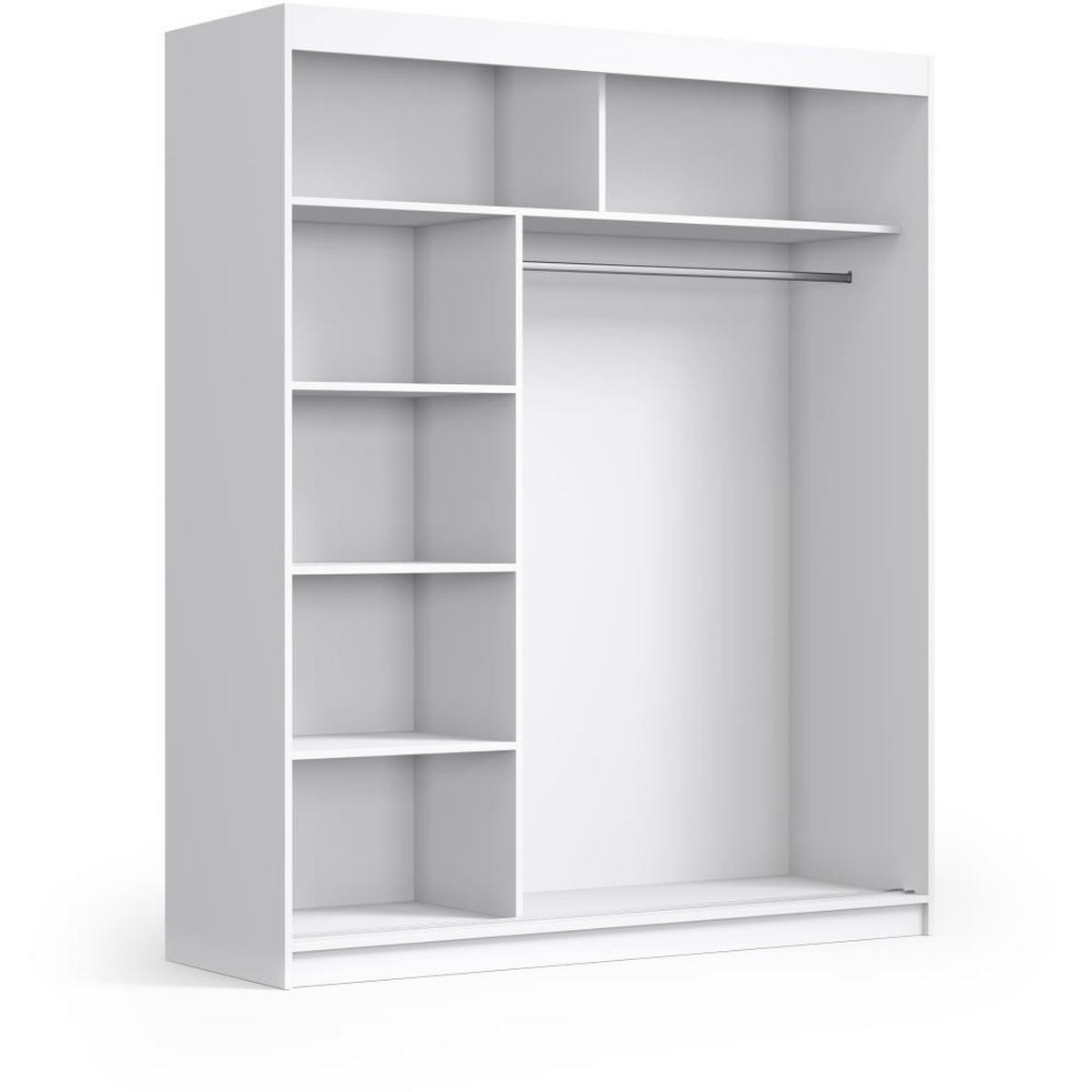 SCHWEBETÜRENSCHRANK Katrina weiß 180/215,5/59 cm 2-türig - Weiß, Holzwerkstoff (180/215.5/59cm) - Beautysofa