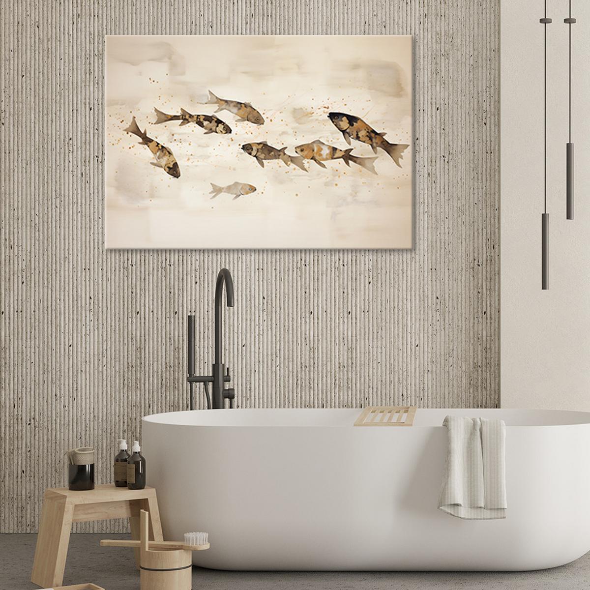 WANDBILD boho koi fische - Beige, Textil (60/40cm) - Feeby