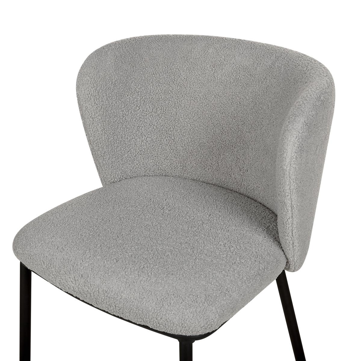 ESSZIMMERSTUHL 2er-Set Bouclé grau Mina - Schwarz/Grau, Textil (45/75/52cm) - Beliani