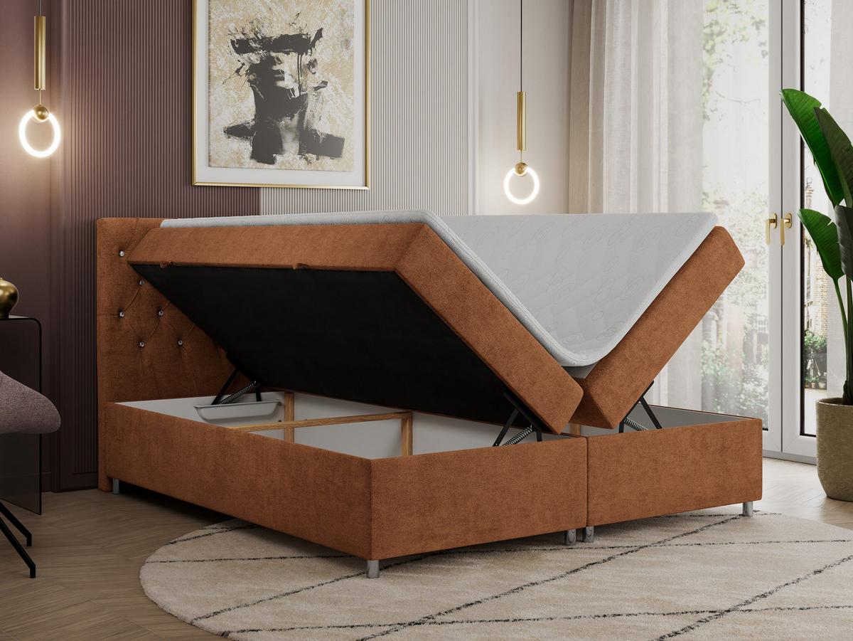 BOXBETT ROMA 120/200 - Orange Strukture - H3 - Orange, Holz/Textil (120/200cm)
