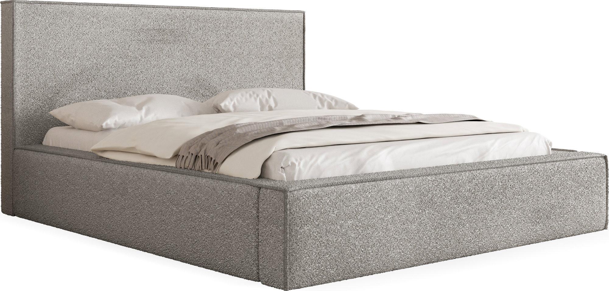 POLSTERBETT Terra mit Bettkasten, Grau Boucle 120x200 cm - Birkefarben/Hellgrau, Holzwerkstoff/Kunststoff (120/200cm) - WFL GROUP