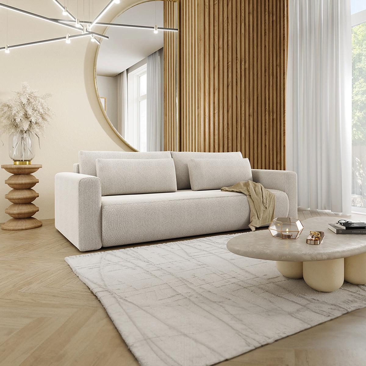SOFA Evy 3 Sitzplätze Hellgrau - Grau, Holz (238/82/105cm) - Petits-meubles