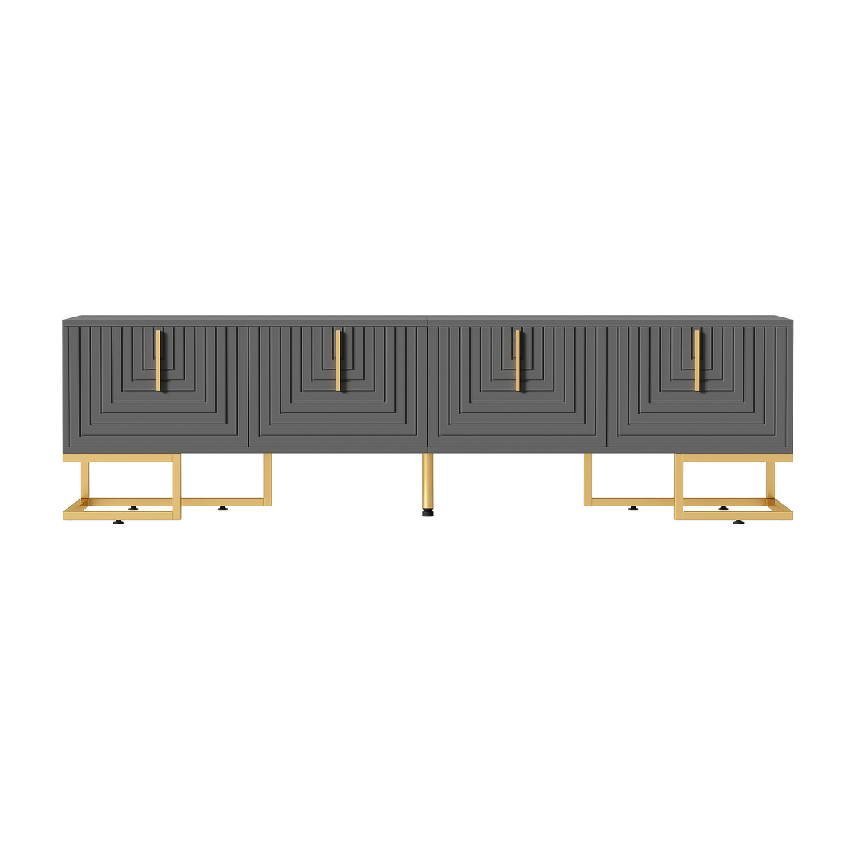 TV-LOWBOARD Grau & Gold 170 cm mit geometrischer Textur & 4 Türen - Grau, Holzwerkstoff (170/45.5/40cm) - Urban Meuble
