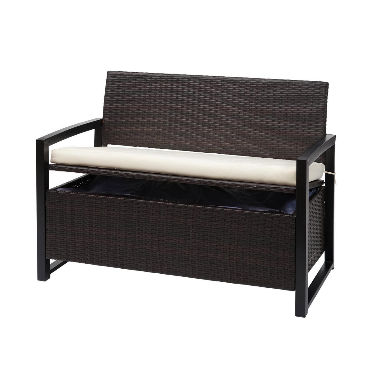 POLY-RATTAN 2ER SITZBANK Braun, Cremeweiß - Braun/Weiß, Kunststoff (117/87/57cm) - MCW