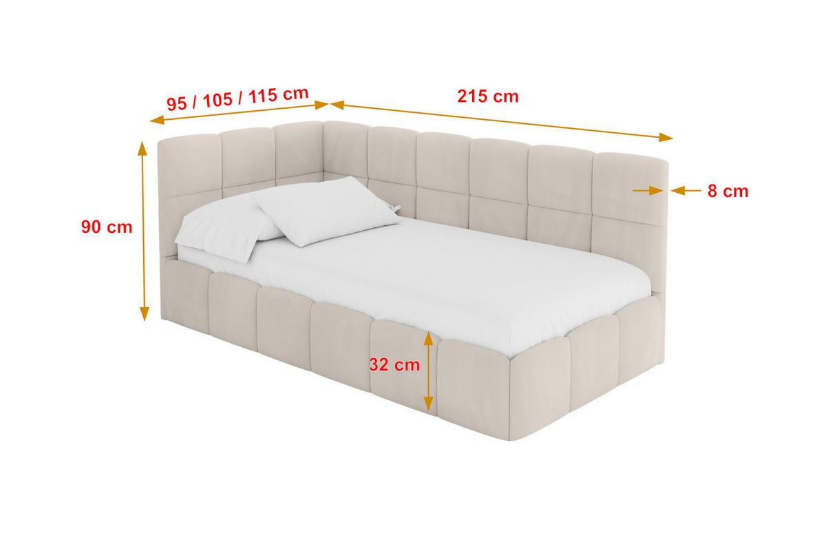 EINZELBETT Jugendbett mit Bettkasten Rechts, mit Matratze - LIVY 100x200 Beige - Beige, Holzwerkstoff/Textil (100/200cm) - ALTDECOR
