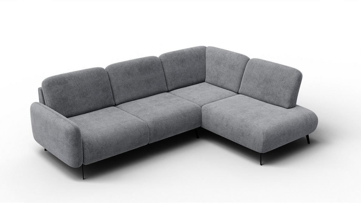 ECKSOFA FEBE 5-Sitzer rechts, grau - Schwarz/Grau, Holz/Textil (271/190cm) - Wozimo