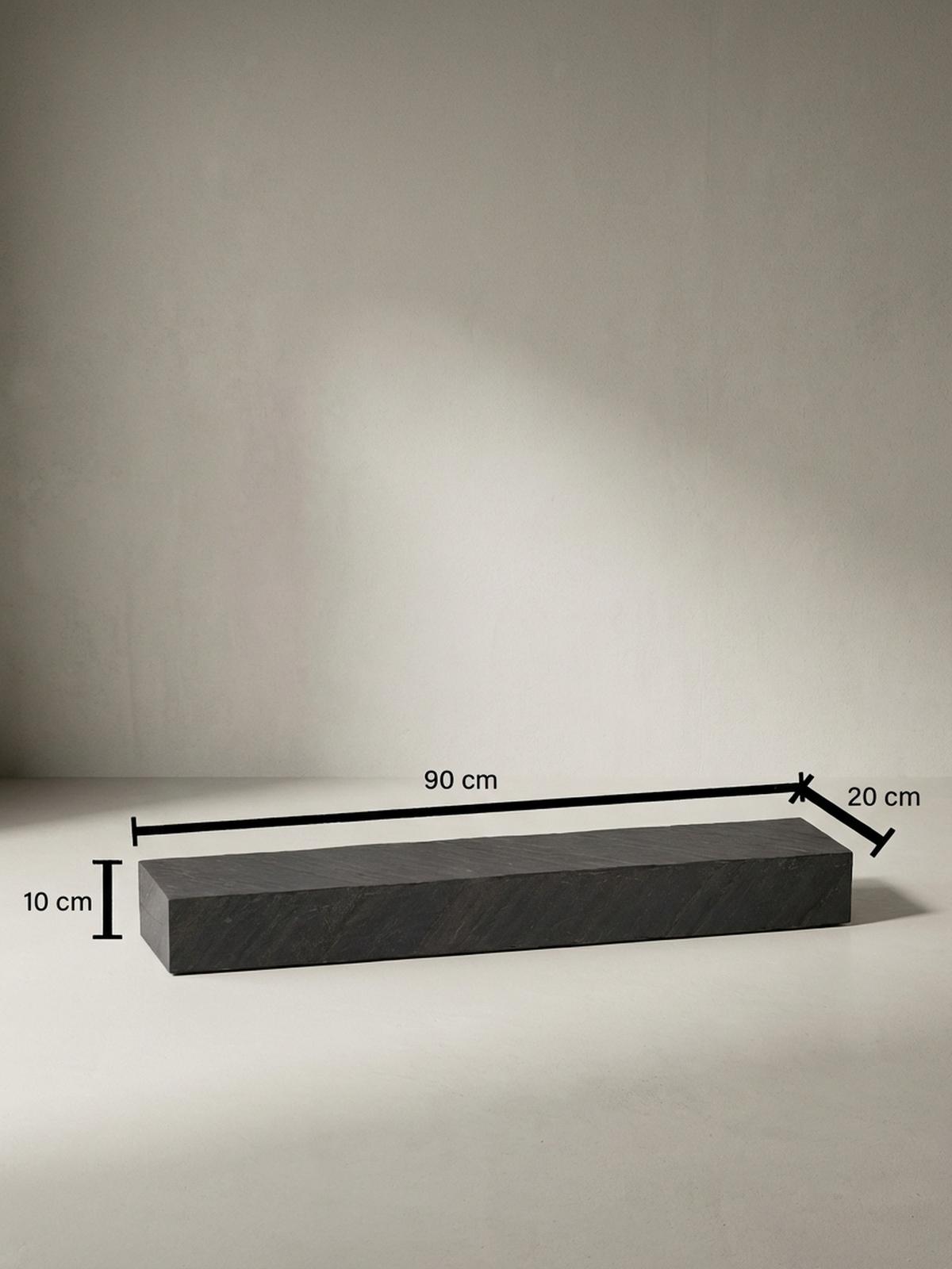 WANDREGAL Mango Massivholz Steinoptik Rechteckig Modern, Grau 90x20x10 cm - Grau, Holz (90/10/20cm) - KADIMA DESIGN