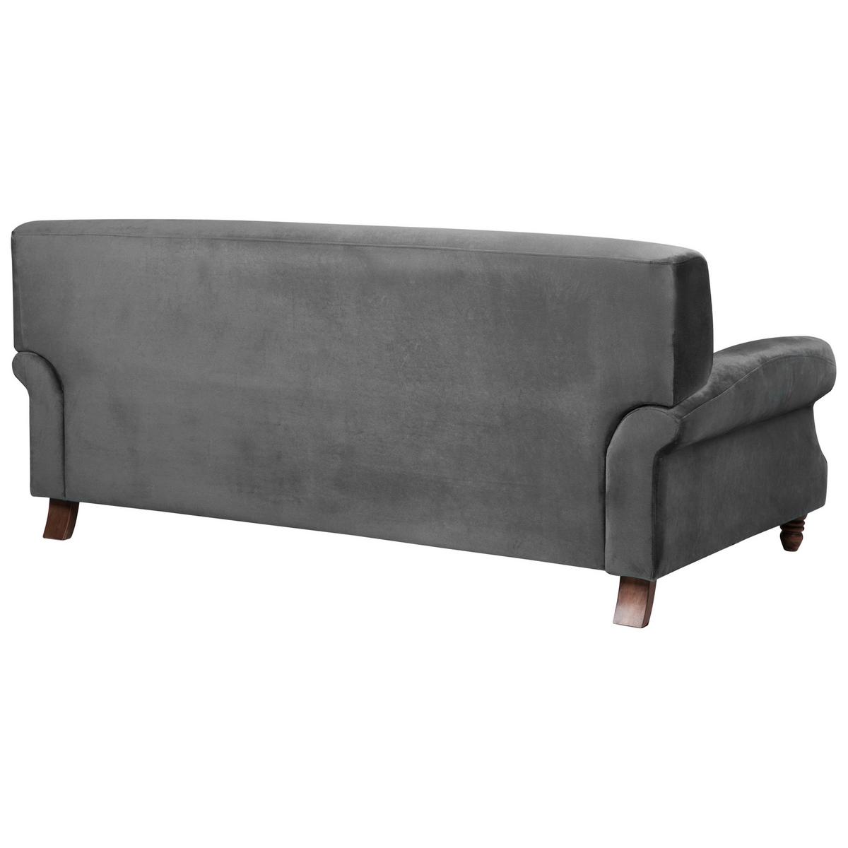 3-SITZER-SOFA Samtstoff Grau Eike - Grau, Textil (186/82/102cm) - Beliani