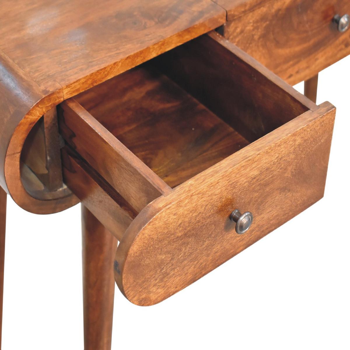 SPIEGELSCHMINKTISCH in Kastanienholz-Essenz mit 2 Schubladen, 4 Fächer, Braun - Messingfarben/Braun, Holz/Metall (100/80/40cm) - Artisan Furniture