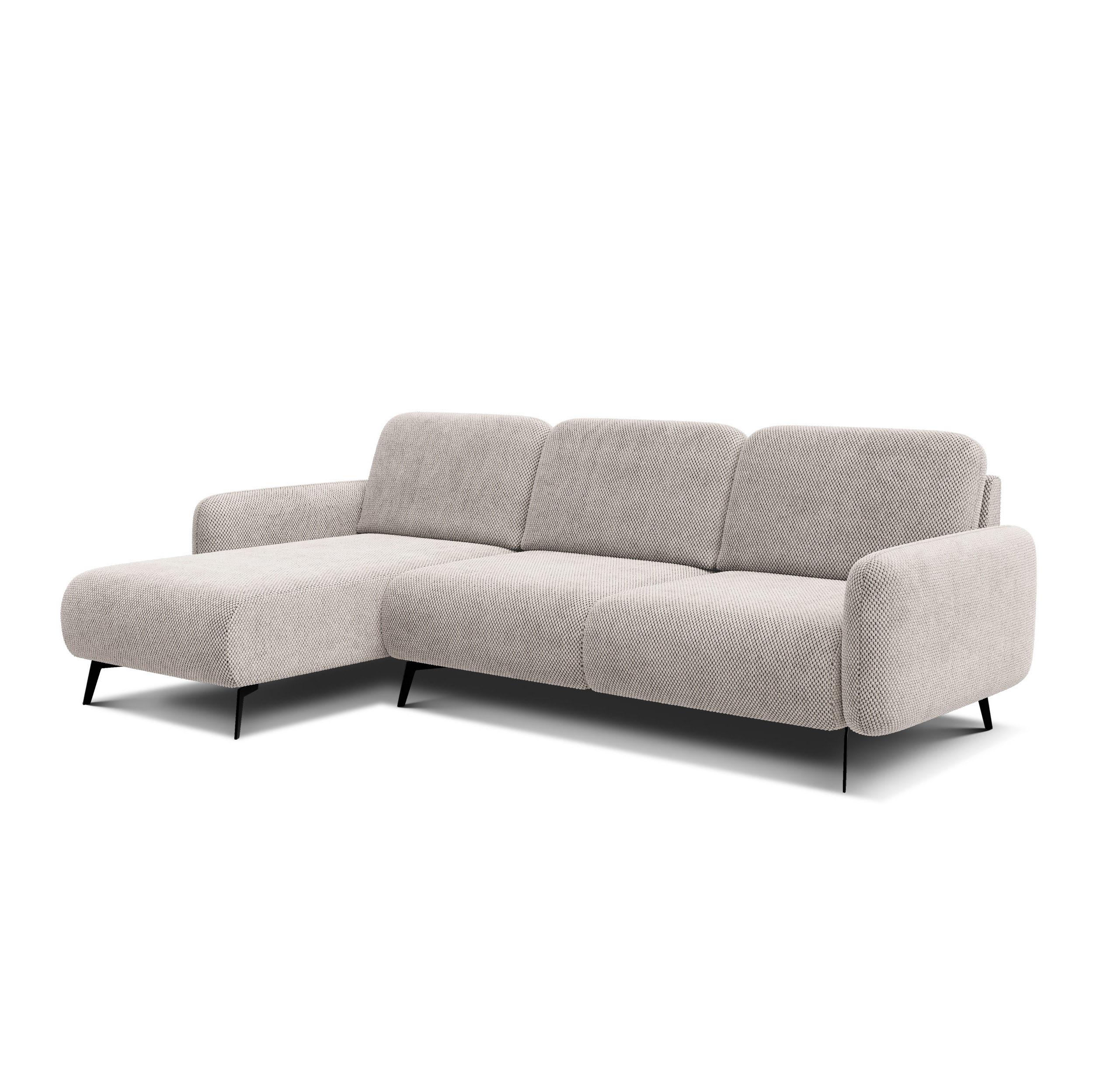 ECKSOFA FEBE 4-Sitzer links, beige - Beige/Schwarz, Holz/Textil (264/157cm) - Wozimo
