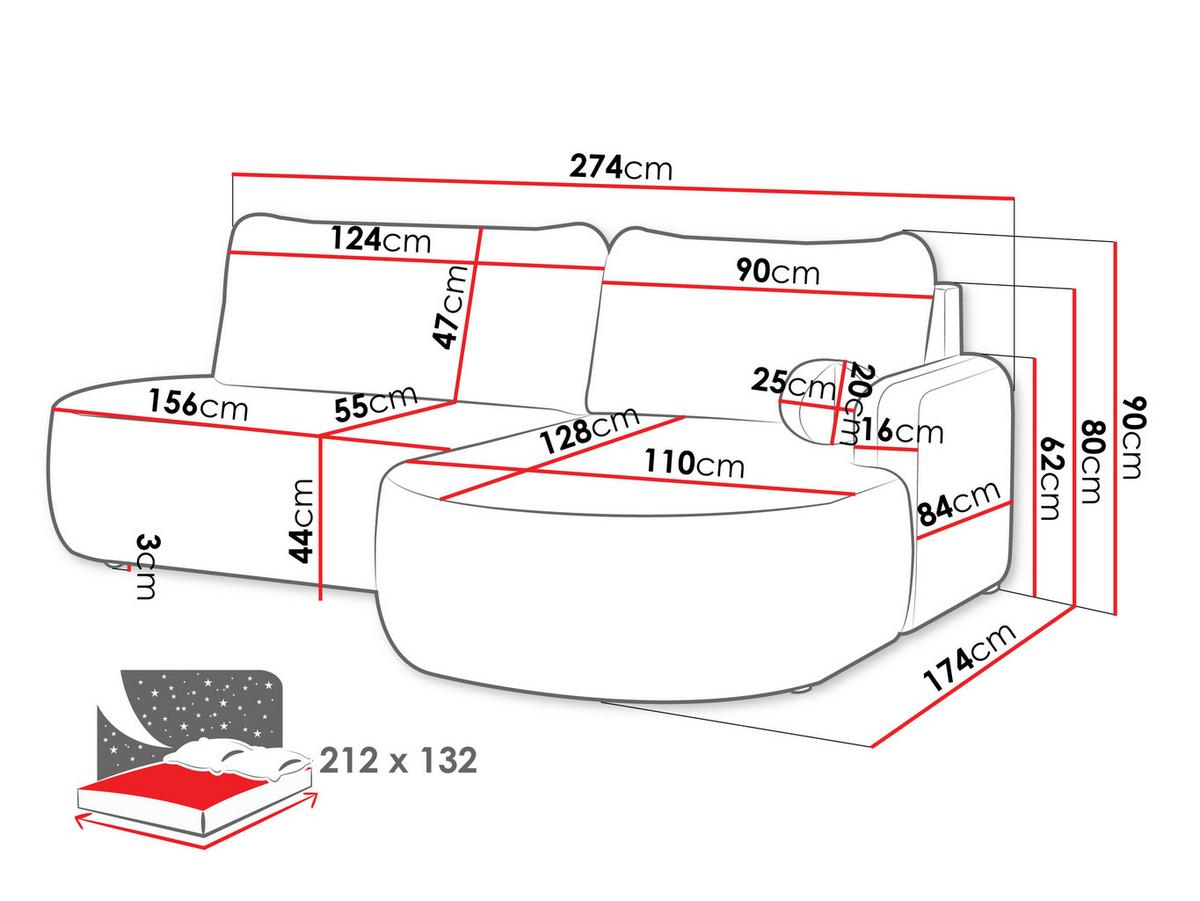 ECKSOFA Loridu O Cord, Seite: Links - Schwarz/Sahara, Holz/Kunststoff (274/174cm) - MIRJAN24