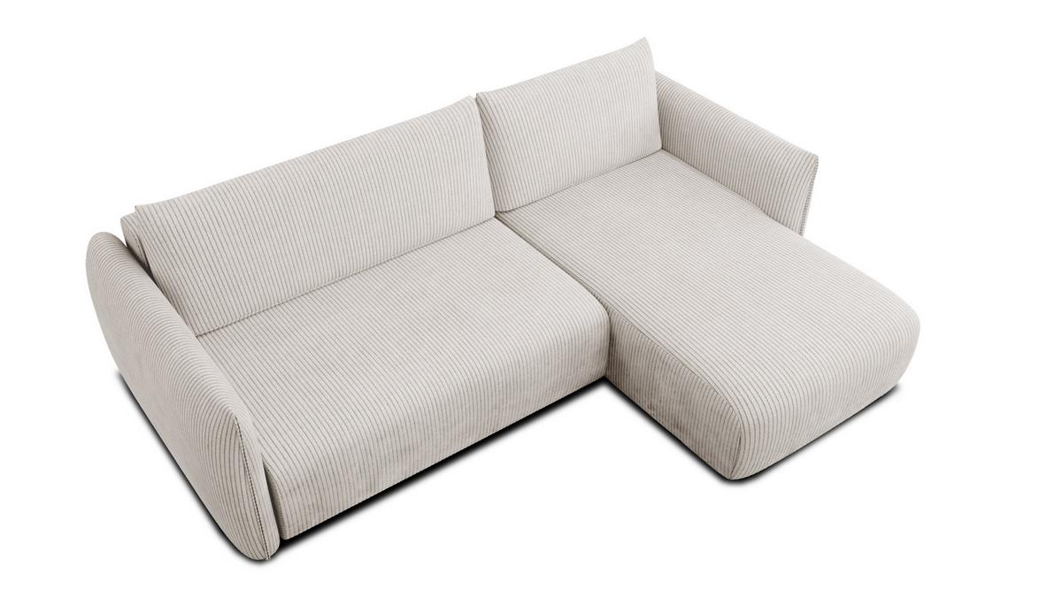 ECKSOFA TAUER 3-Sitzer links, perlweiß - Schwarz/Weiß, Holz/Textil (248/173cm) - Wozimo