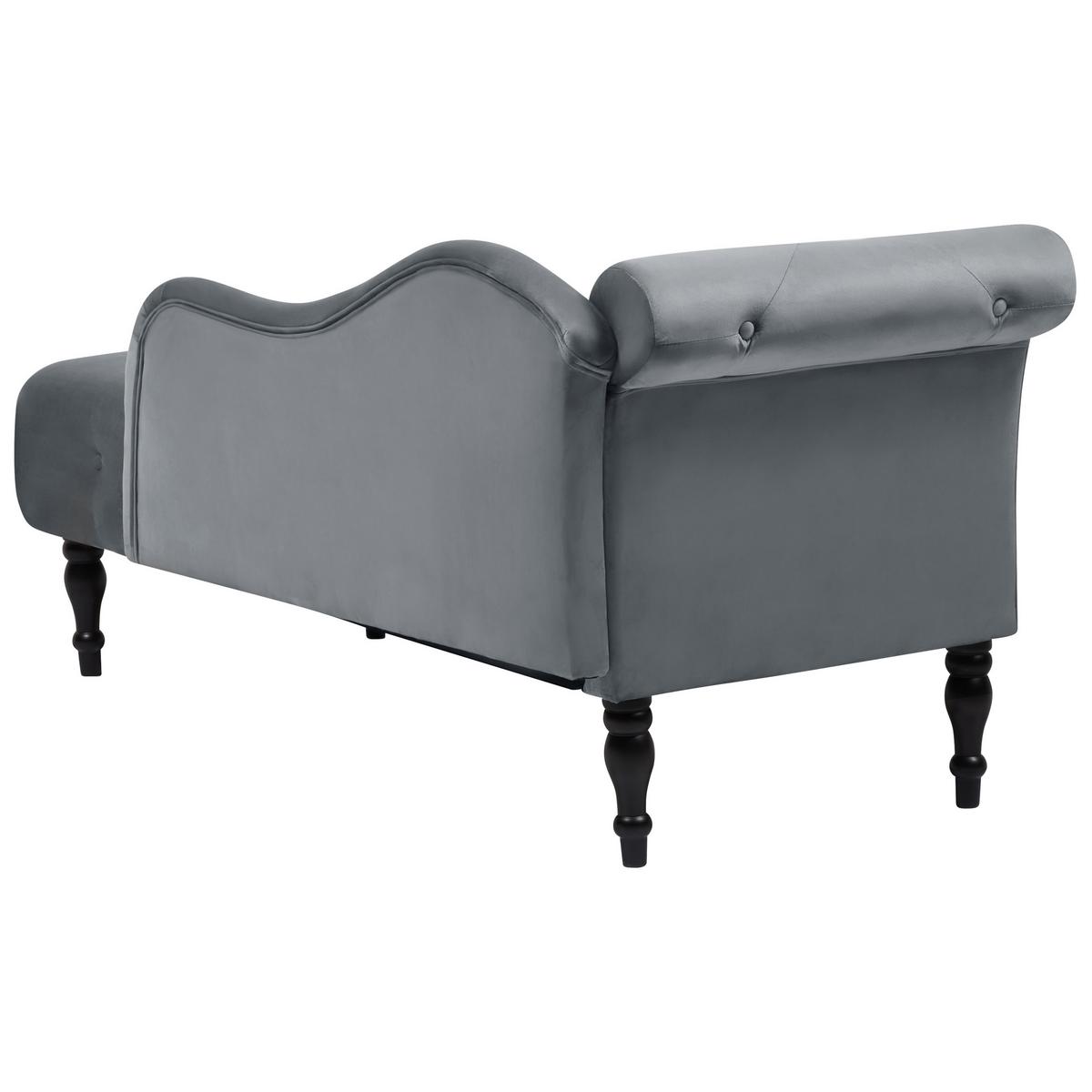 CHAISELONGUE-LINKSSEITIGE Samtstoff Grau Ivry - Dunkelgrau/Schwarz, Textil (152/72/62cm) - Beliani
