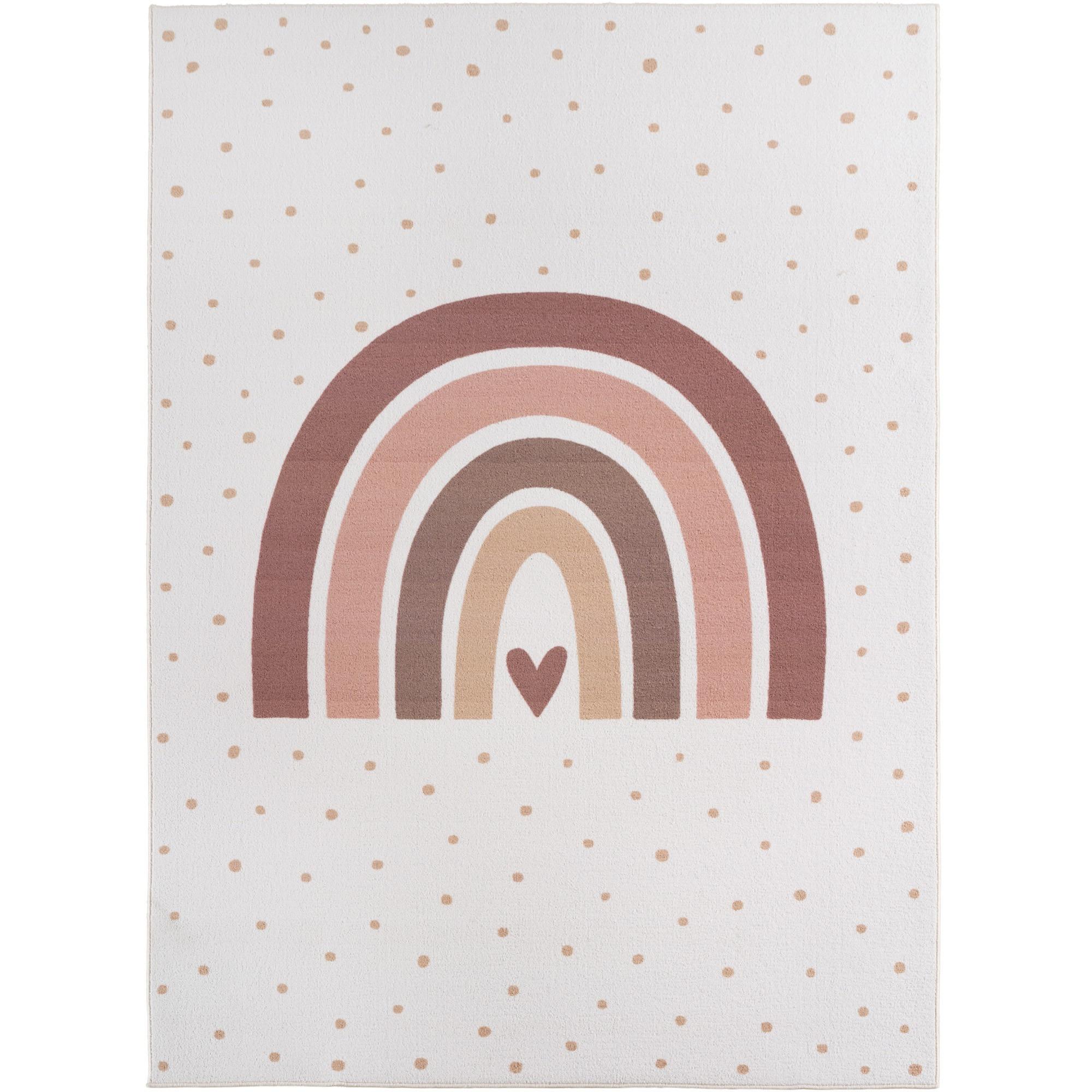 SPIELTEPPICH Waschbar TINO in Creme, mit Regenbogen- und Herz-Motiv, 120 x 170 cm - Beige, Textil (120/170cm) - KADIMA DESIGN