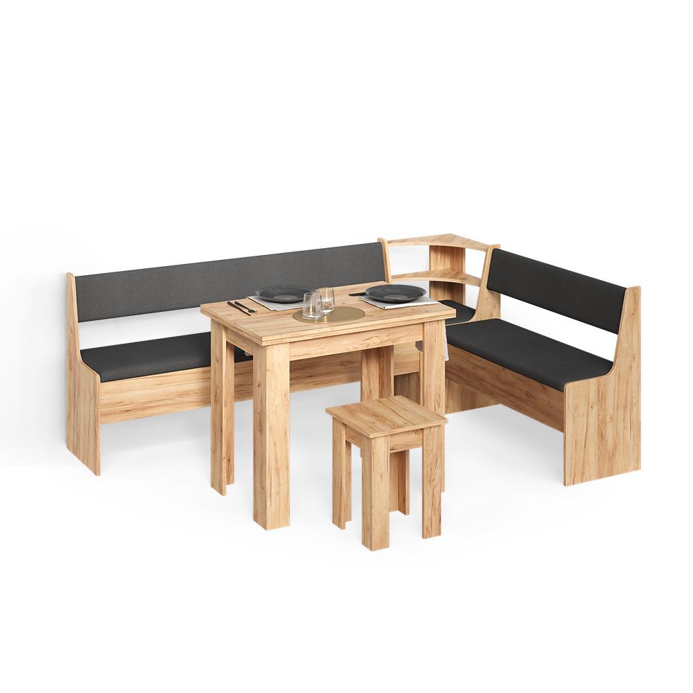 ECKBANKGRUPPE Tiberio Goldkraft Eiche 210 x 150 cm mit Tisch - Honigeiche, Holzwerkstoff (210/80/150cm) - Livinity®