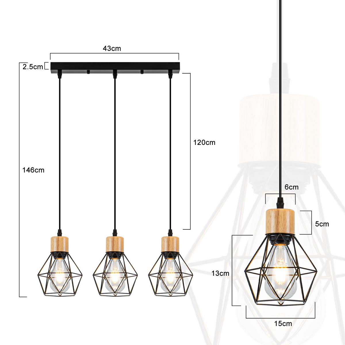 PENDELLEUCHTE Everett 43/15/146 cm - Schwarz, Metall (43/15/146cm) - ZMH