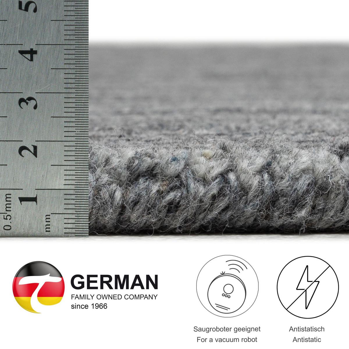 HANDWEBTEPPICH Pure 150x150 cm - Anthrazit, Textil (150/150cm) - THEKO
