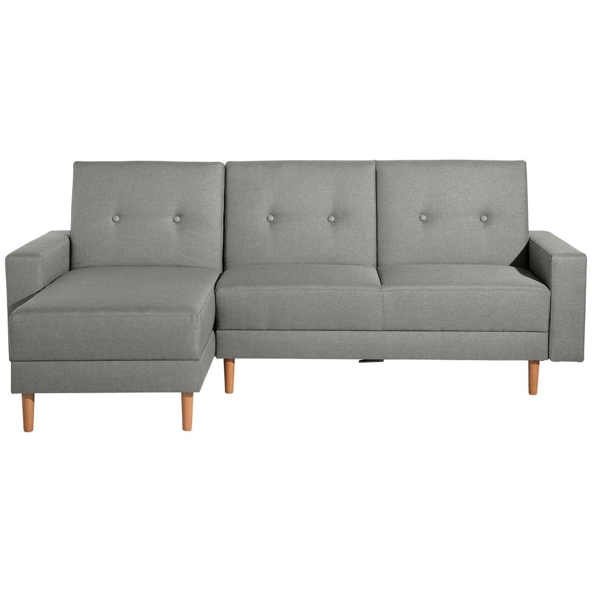 FUNKTIONSSOFA mit Hocker Kattie Flachgewebe hellgrau - Hellgrau, Kunststoff (144/230cm) - 58aufmkessel