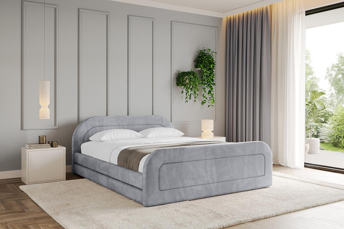 POLSTERBETT mit Bettkasten, Fußteil und Lattenrost, Boxbett ohne Matratze - LERIS-v1-Z 180x200 Hellgrau - Hellgrau, Holzwerkstoff/Textil (180/200cm) - ALTDECOR
