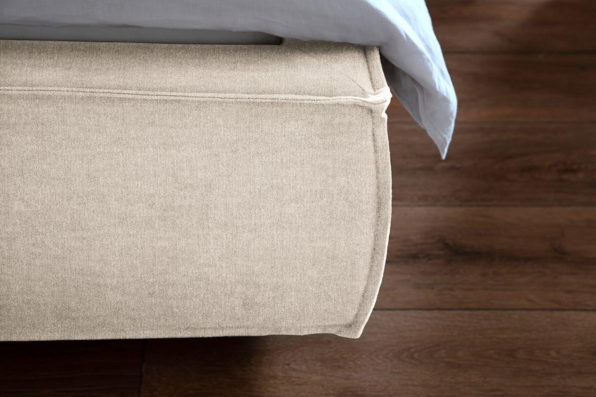 POLSTERBETT CARLO Cremeweiß Flachgewebe - Creme, Textil (180/200cm) - KAWOLA