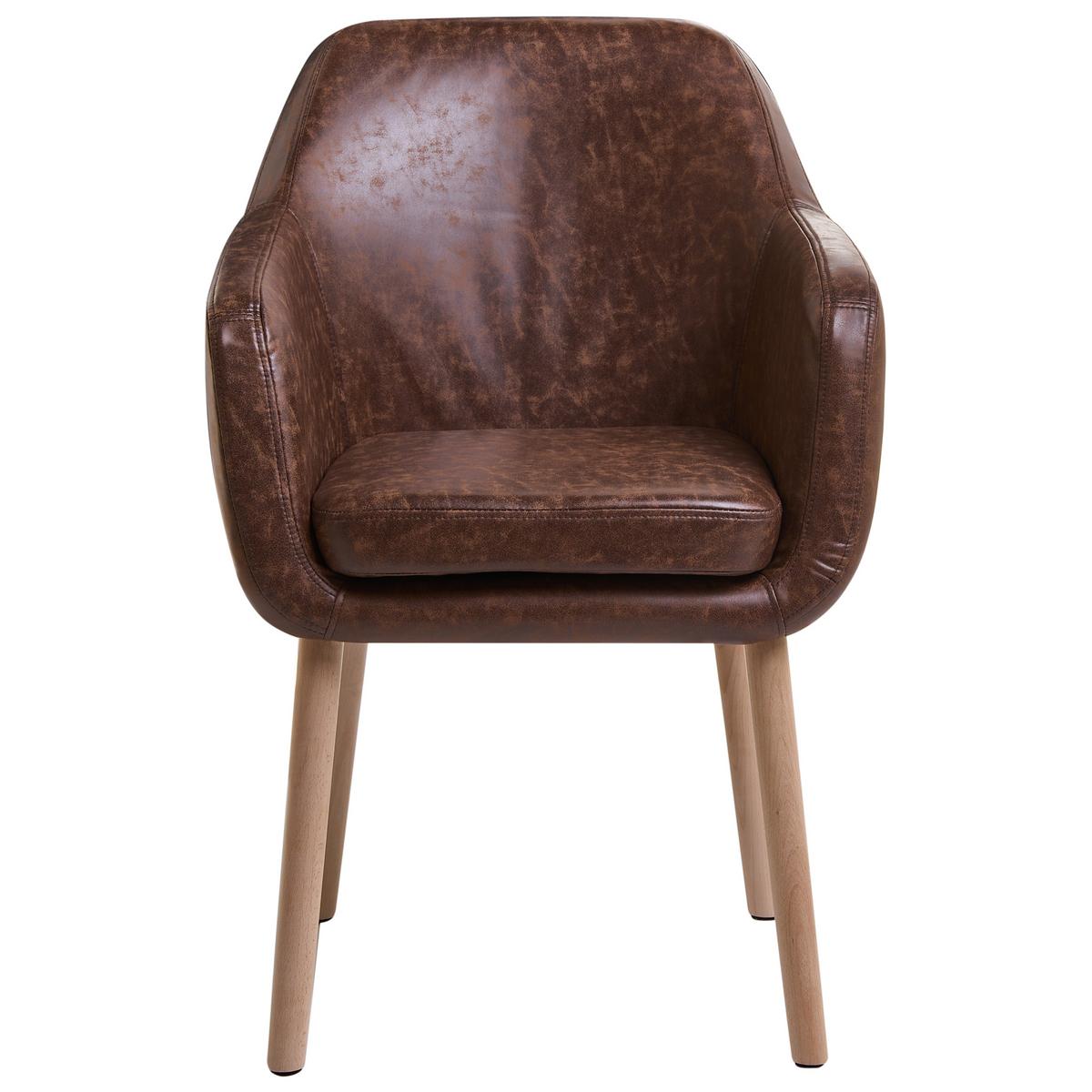 ESSZIMMERSTUHL Kunstleder Dunkelbraun Yorkville - Braun, Holz/Kunststoff (56/82/46cm) - Beliani