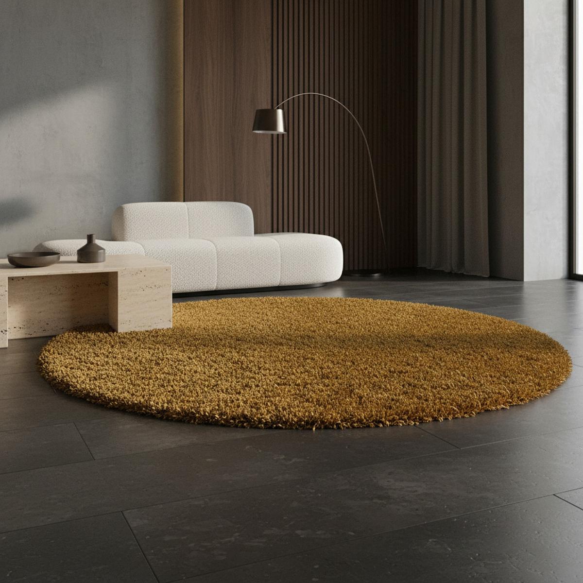 TEPPICH Hochflor SPREE in Gold, einfarbig, Ø 200 cm - Goldfarben, Textil (200/200cm) - KADIMA DESIGN