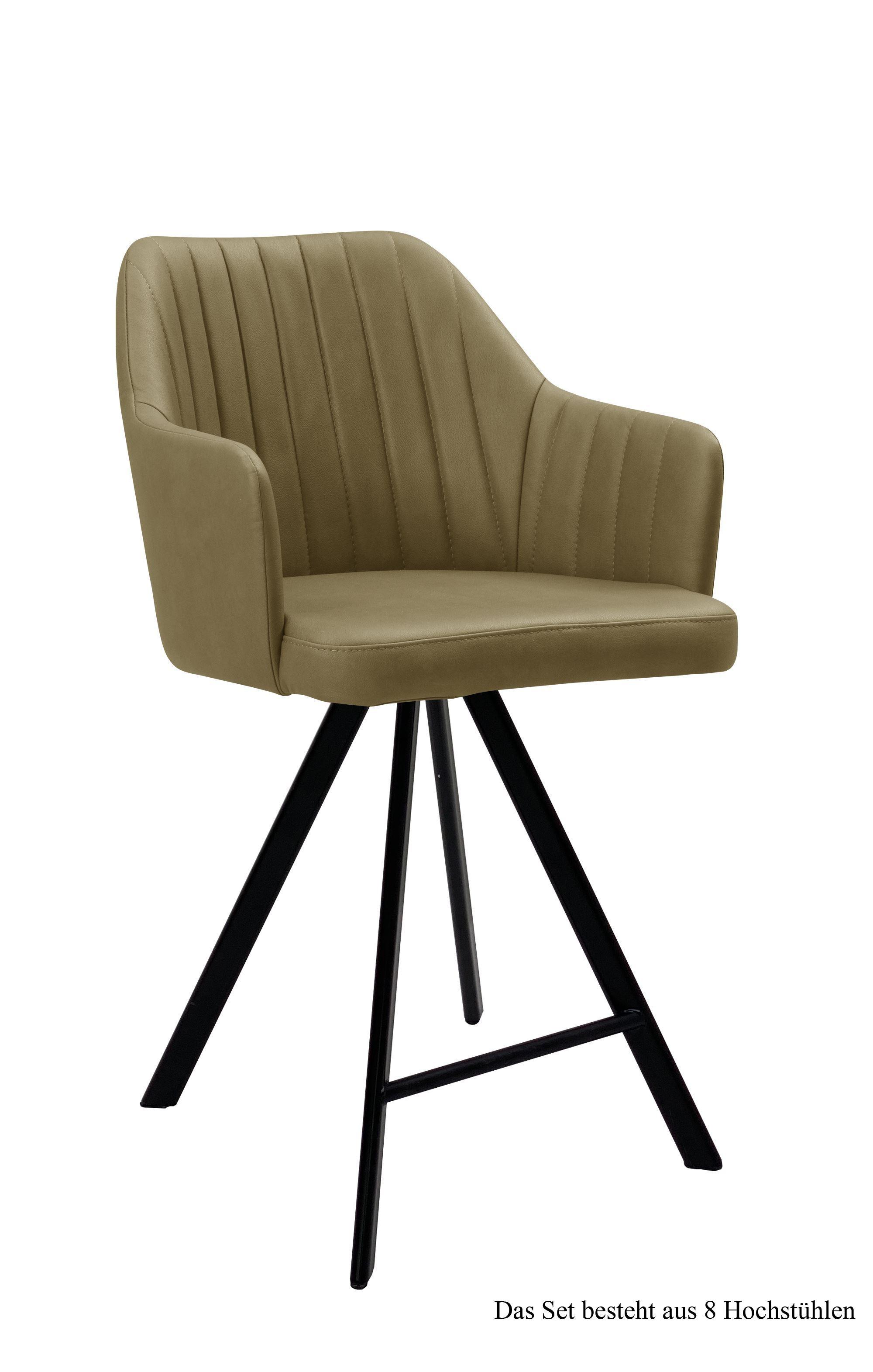 THEKENSTUHL drehbar (8er-Set) Diannne 58x98x60 Schwarz/Olivgrün - Schwarz/Olivgrün, Kunststoff (60/98/58cm) - 58aufmkessel