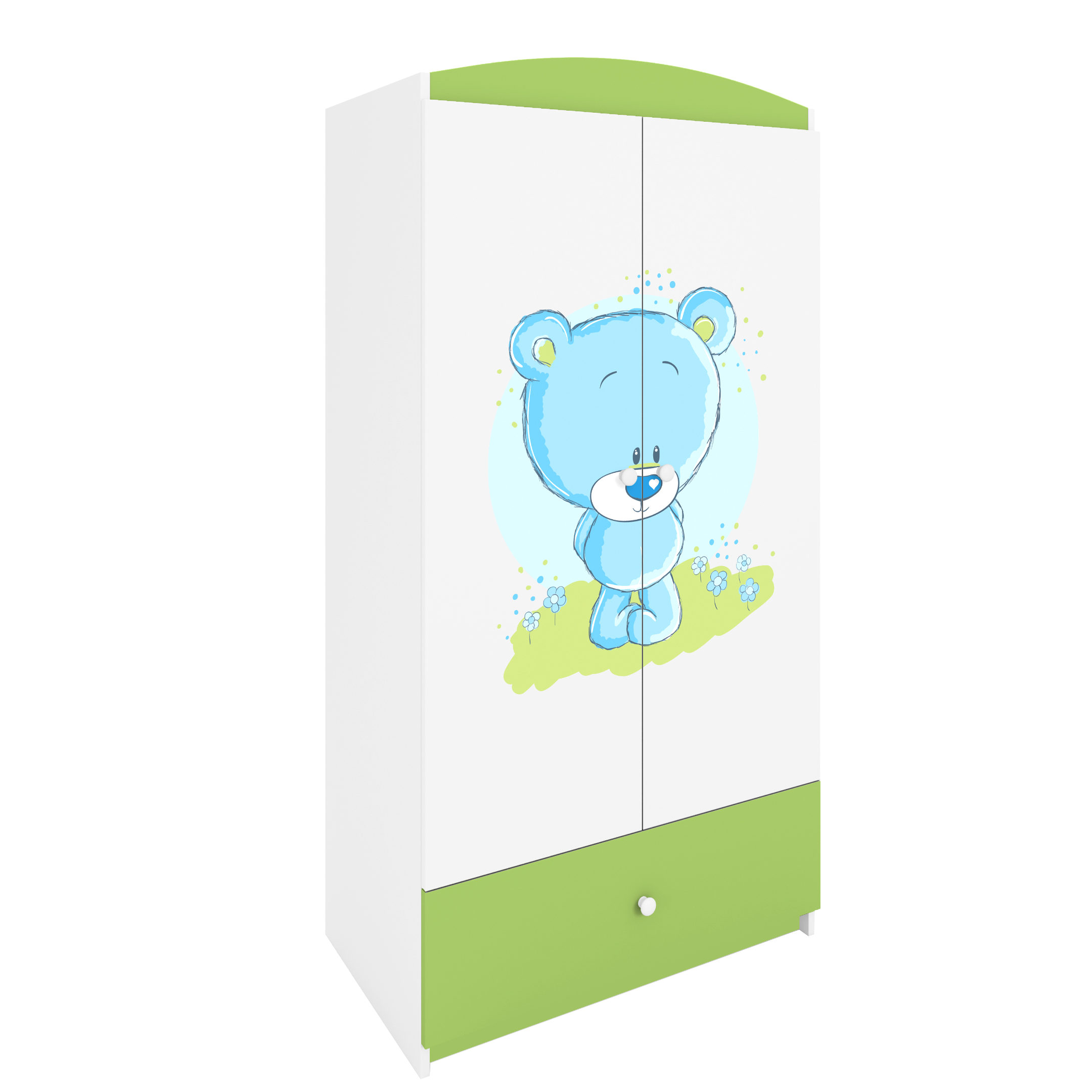 KINDERKLEIDERSCHRANK Blaubär - Grün, Holzwerkstoff (90/175/52cm) - RAUMHIRSCH FURNITURE