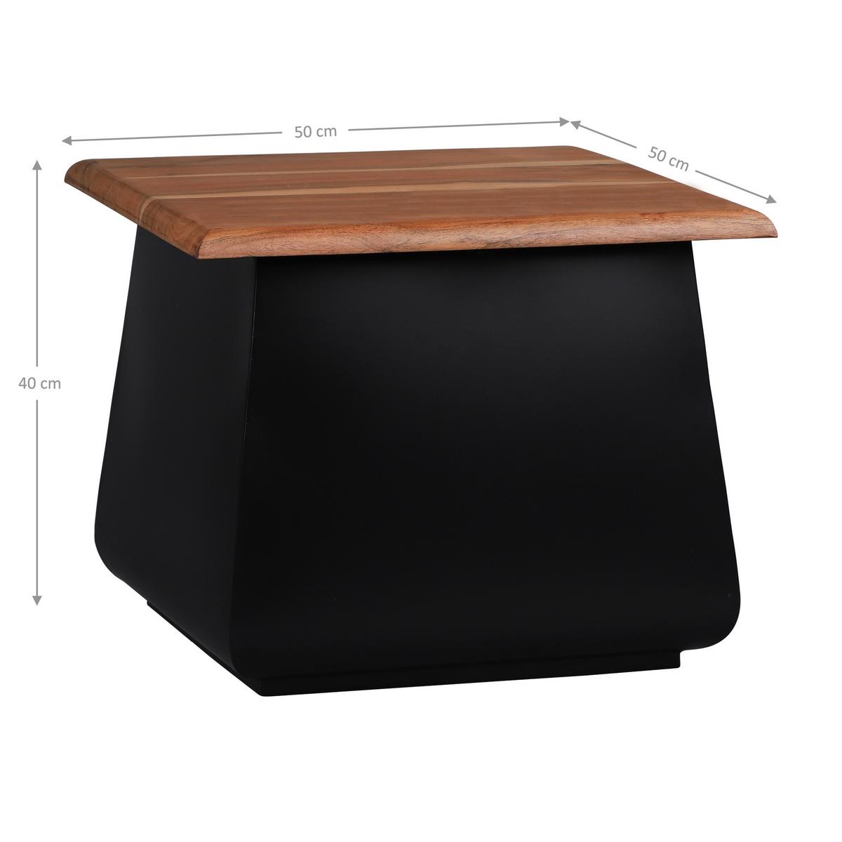 BEISTELLTISCH 50x40x50 cm Schwarz-Natur aus Akazienholz und Metall - Schwarz, Metall (50/50/40cm) - WOMO-DESIGN