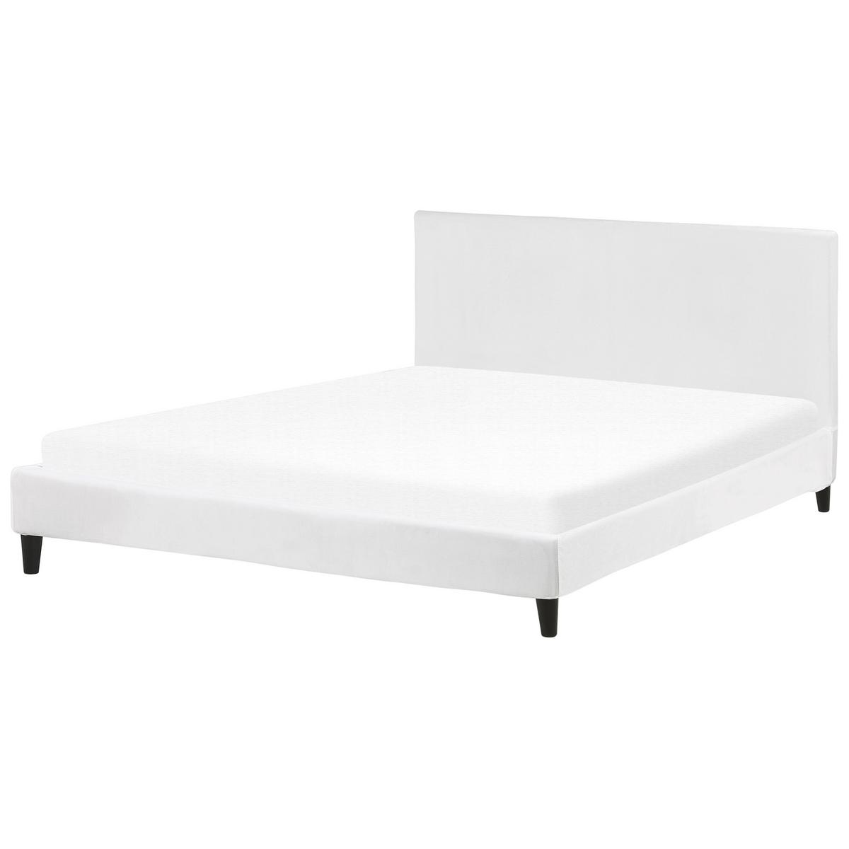 BETTRAHMENBEZUG Samtstoff 180/200 cm Weiß Fitou - Weiß, Textil (190/214cm) - Beliani