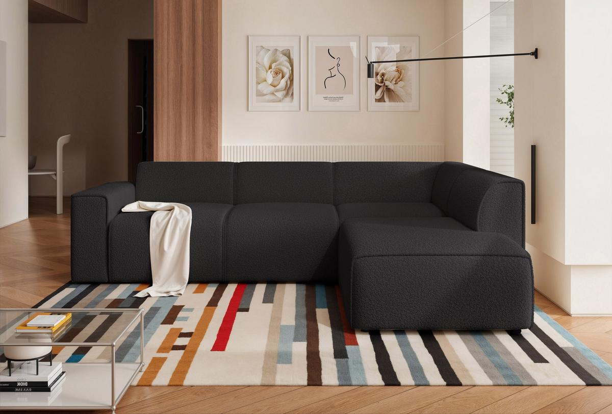 ECKSOFA ZAVO Rechts Feiner Mischstoff in Anthrazit - Anthrazit, Kunststoff/Textil (310/218cm) - Idohome
