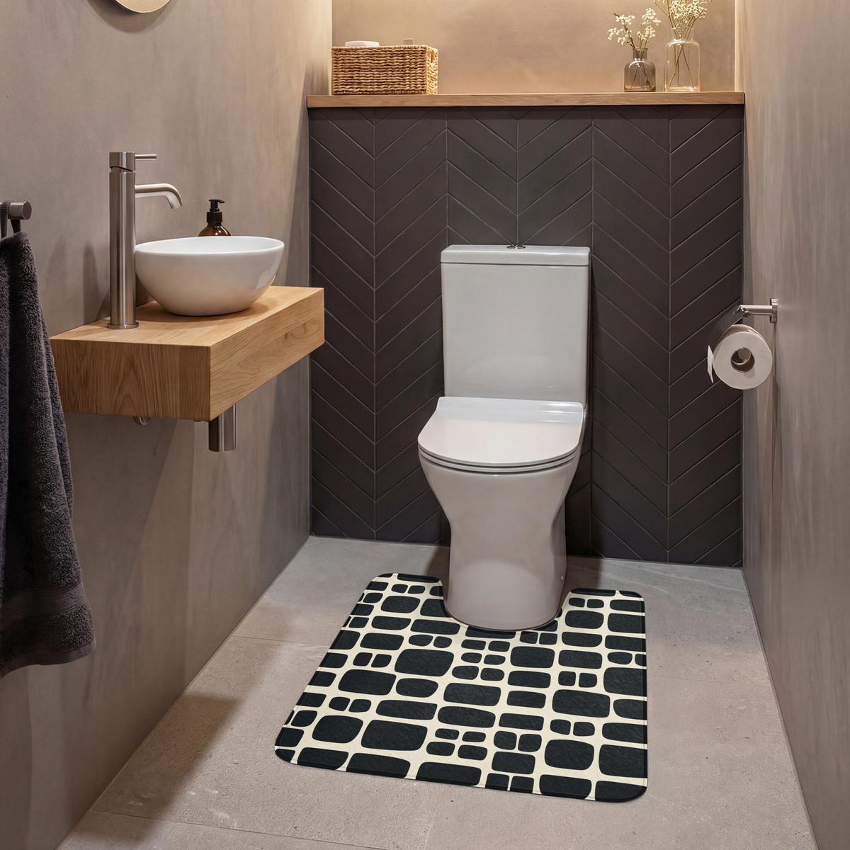 WC-VORLEGER Modern - Bio - Schwarz Toilettenvorleger 55x60 cm - Anthrazit, Textil (55/1cm) - OnlyWow