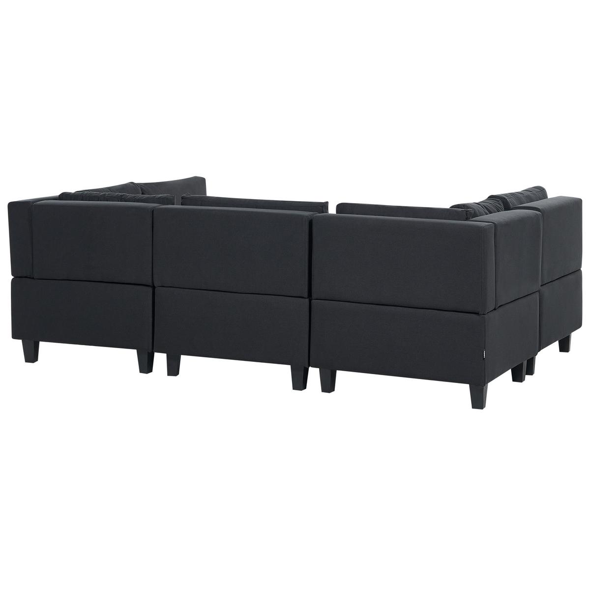 5-SITZER-MODULSOFA U-förmiges Schwarz Stoff Unstad - Schwarz, Textil (228/72/76cm) - Beliani