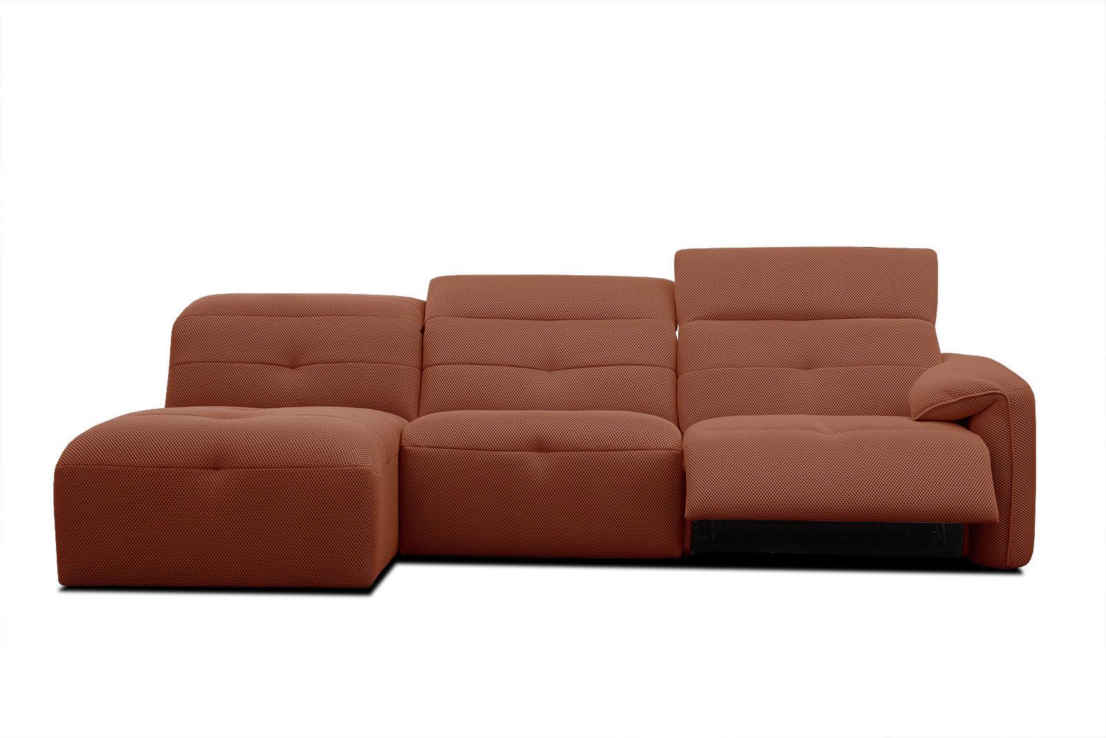 ECKSOFA TRENTO 4-Sitzer mit 1 Relaxfunktion, dunkelorange - Dunkelorange/Schwarz, Holzwerkstoff/Kunststoff (165/262cm) - Wozimo