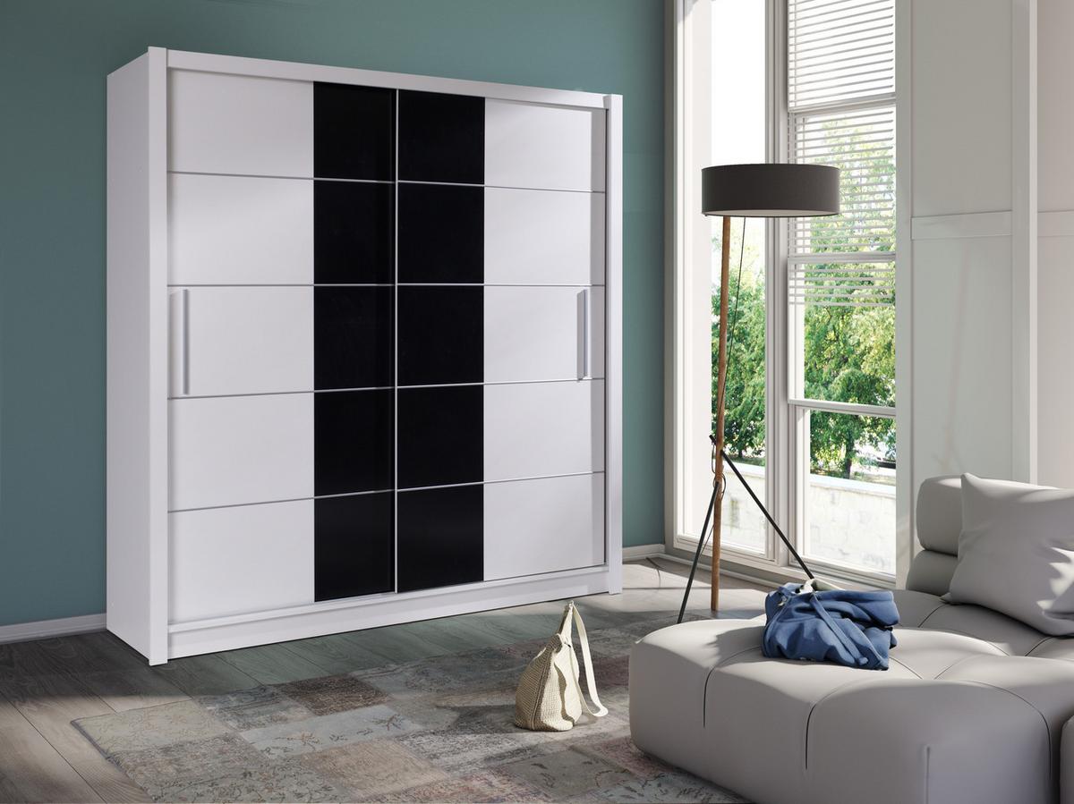 SCHWEBETÜRENSCHRANK HELDEN 204,4/215/62,5cm 2-türig Weiß - Weiß, Holzwerkstoff (204.4/215/62.5cm) - MASSENO