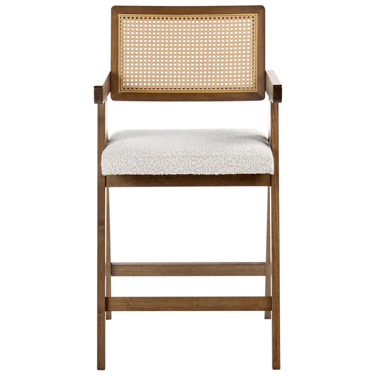 BARSTUHL 2er-Set Holz Braun/HellbeigeAva - Beige, Holz (55/102/65cm) - Beliani