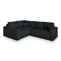 ECKSOFA ERONIS L-S Schwarz Kordstoff mit Schlaffunktion - Schwarz, Holz (265/194cm) - MASSENO