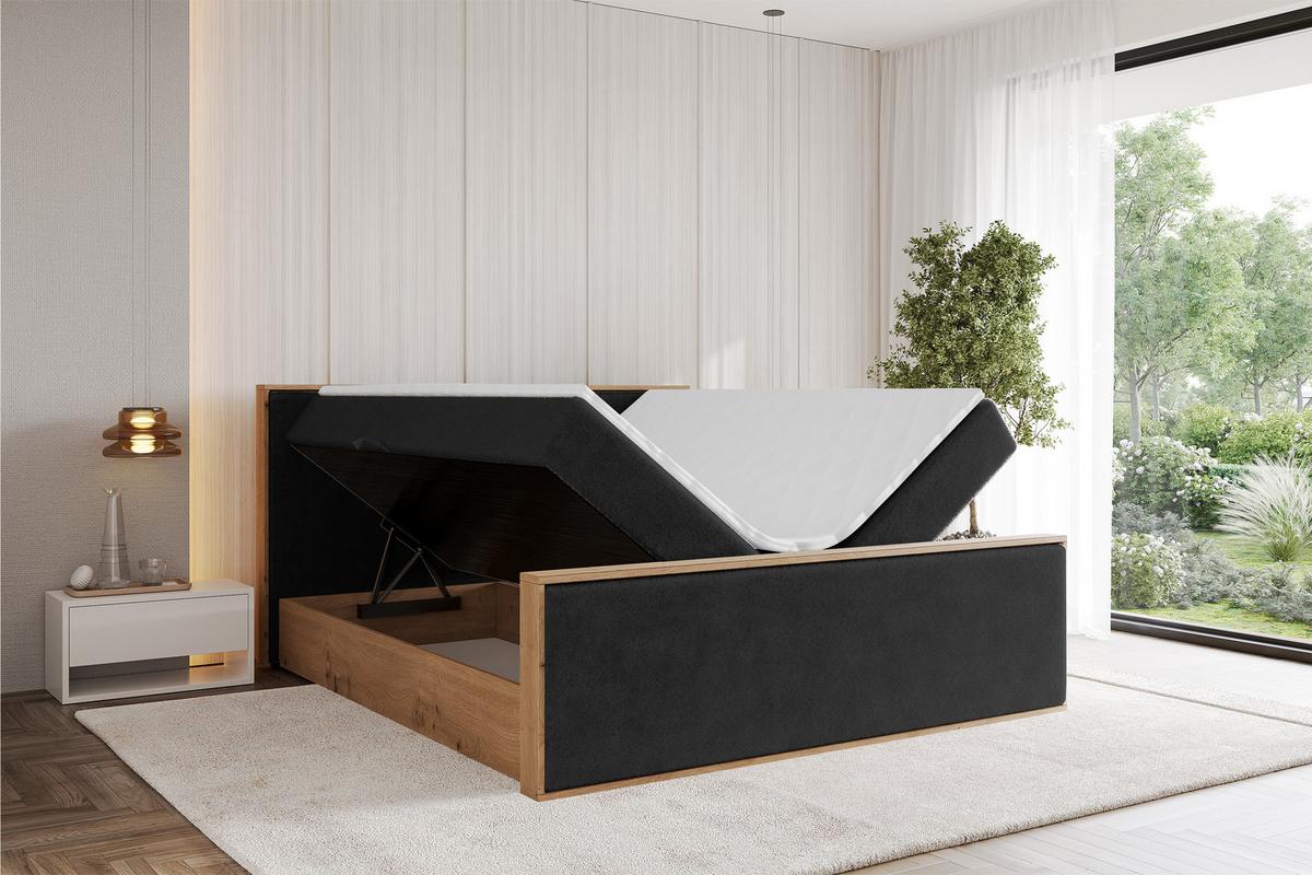 BOXBETT LOLLI9 -Z 120x200 - H3 Schwarz - Schwarz Hochglanz, Holzwerkstoff (120/200cm) - ALTDECOR