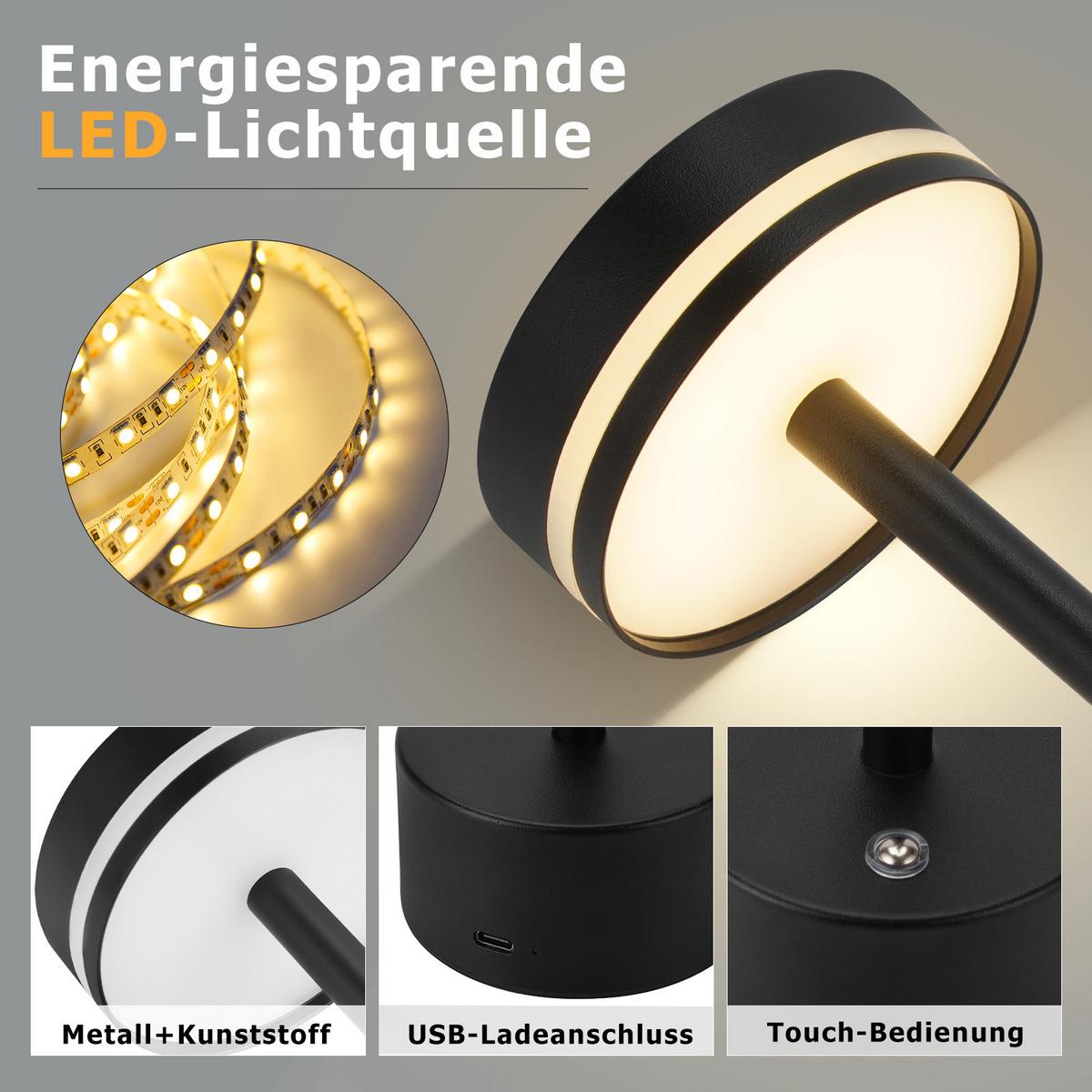 TISCHLEUCHTE Blinkhold 8/8/31.5 cm（2er-set） - Schwarz, Kunststoff/Metall (8/8/31.5cm) - ZMH