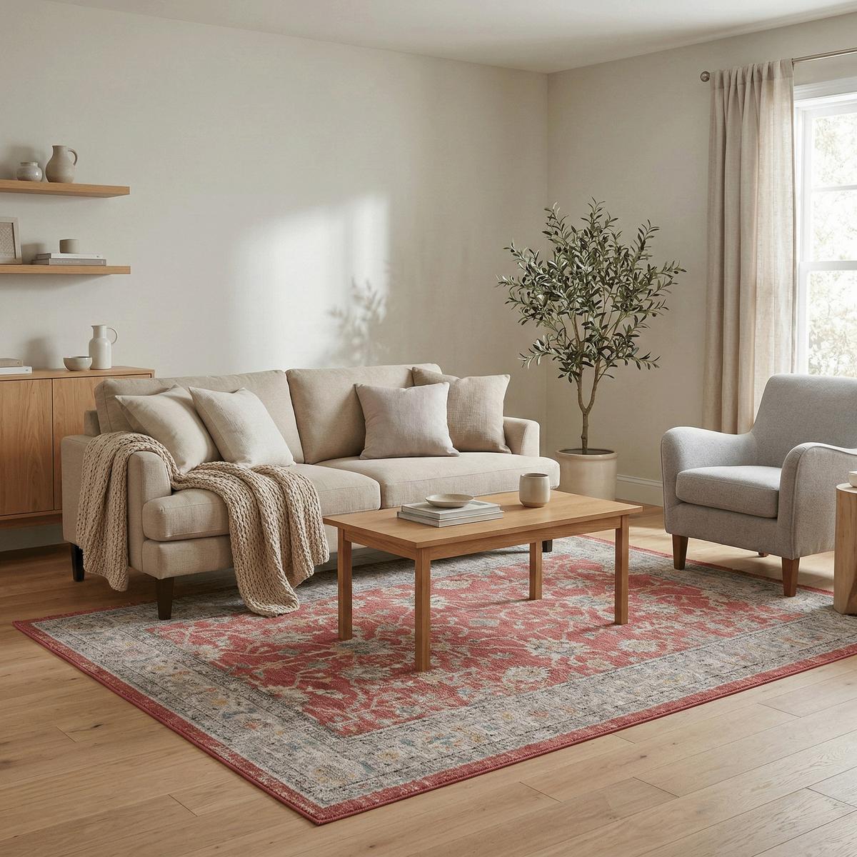 INDOOR OUTDOOR TEPPICH LAGOS VINTAGE - Rot, Textil (140/200cm) - Pergamon