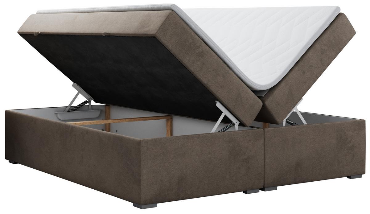 BOXBETT BESS 200/200 Braun Velvet - H4 - Braun, Holz/Textil (200/200cm) - MKS