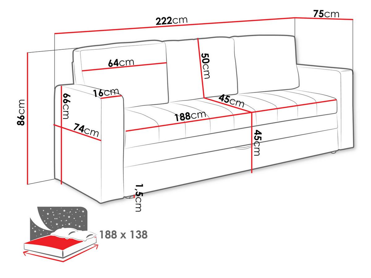 SCHLAFSOFA Calabrini - Schwarz/Grau, Holz/Kunststoff (222/86/75cm) - MIRJAN24