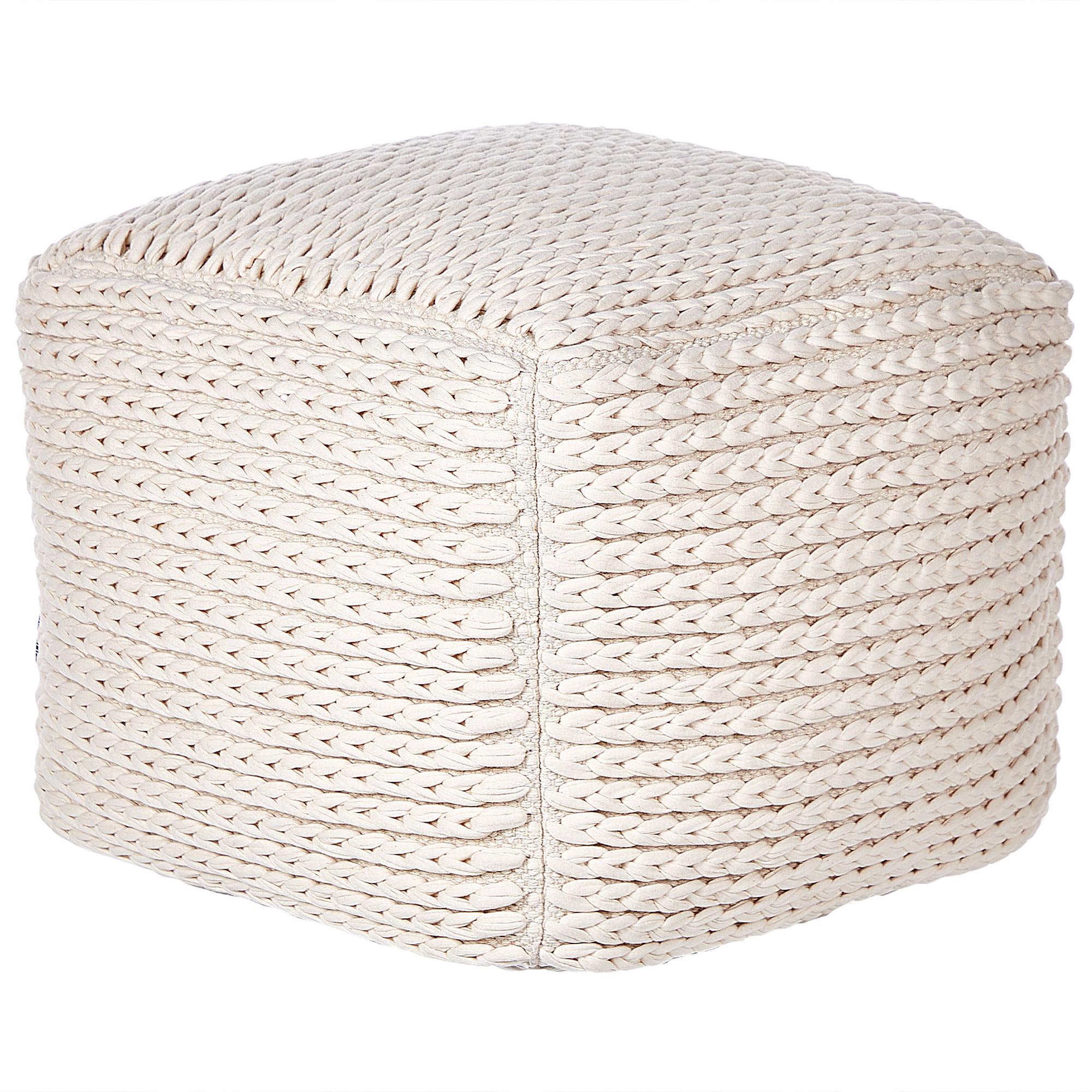POUF Baumwolle Hellbeige Daman - Beige, Kunststoff (50/35/50cm) - Beliani