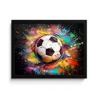POSTER MIT RAHMENGERAHMTES BILD Fußball - Farbe - Farben - Schwarz - Weiß 40x30 cm - Weiß, Papier (40/30cm) - MuchoWow